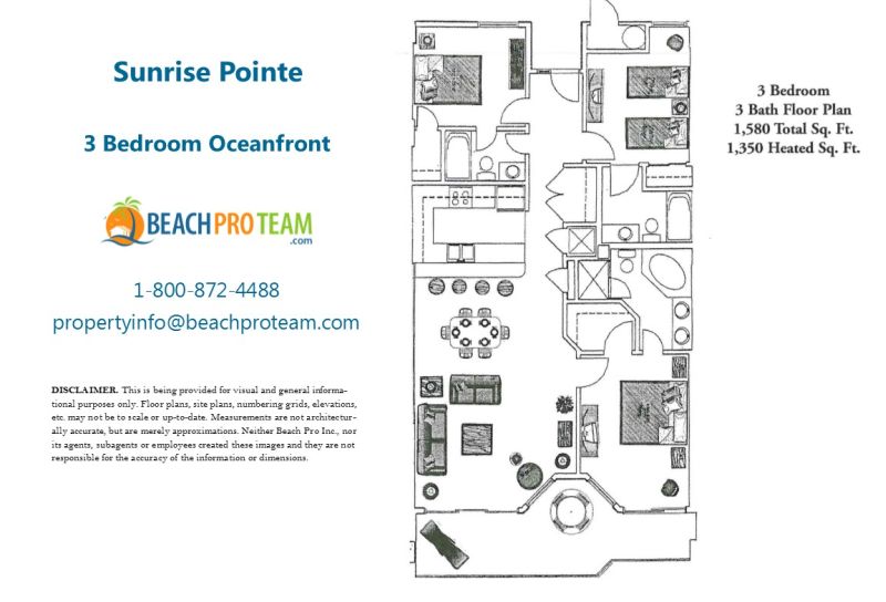 Sunrise Pointe Floor Plan - 3 Bedroom Oceanfront
